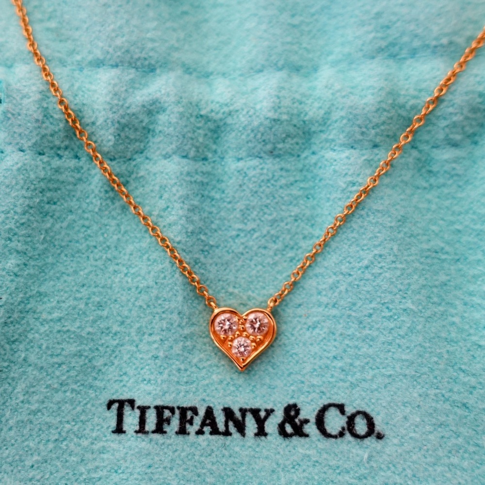 Tiffany & Co. Gold Necklace with Diamond Pavé Heart